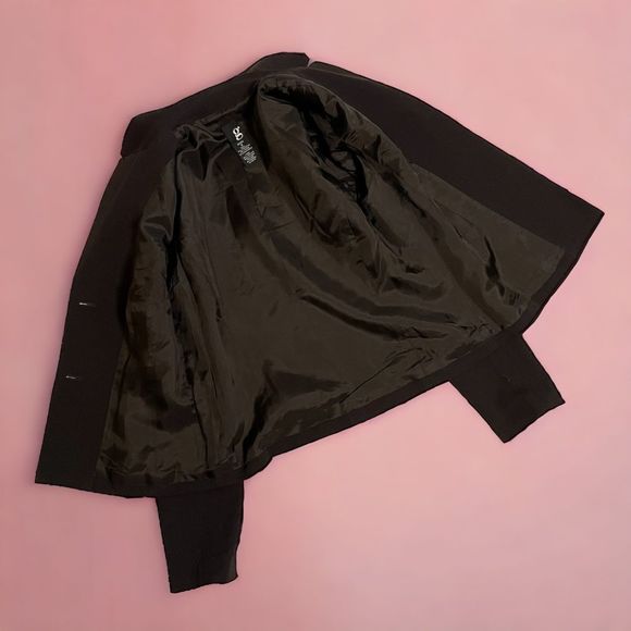 g Pant Suit Dark Brown Short Single Breasted Jacket Sz 4 Petite - Picture 6 of 9